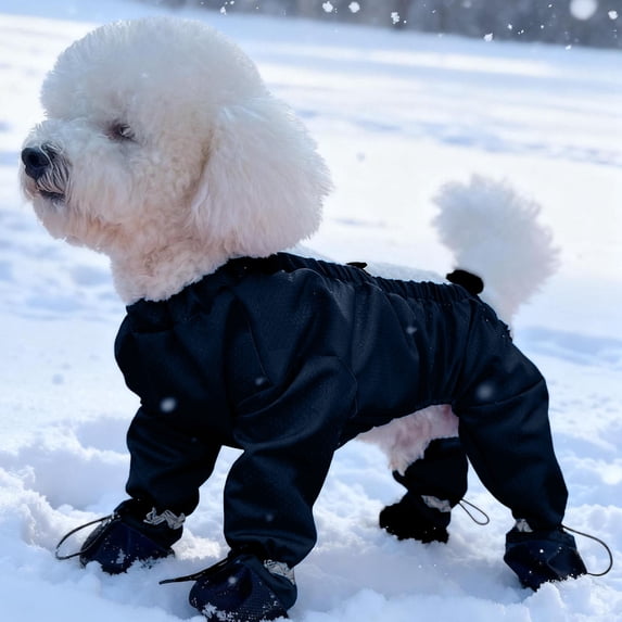 ibiyuan Dog Suspender Boots Dog Snow Jacket Paw Protector Dogs Snowsuit Booties Leggings Anti- Dog Winter Shoes Waterproof Dogs Rain Boots,S