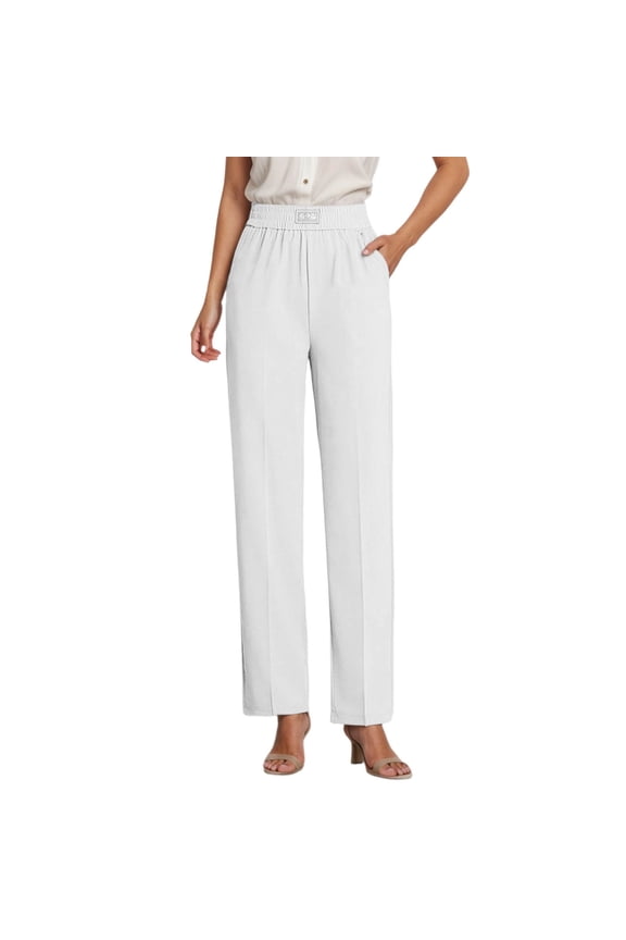 Dress Pants Women High Waisted, Straight Business Casual Trousers Stretchy Work Slacks with Pockets