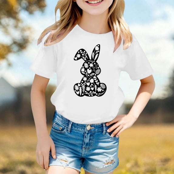 ibiyuan Easter Day Gift Shirts for Toddler Boy Baby Girl Loving Bunny Egg Short Sleeve Tshirt Kids Tee Tops