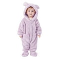 thumbnail image 1 of ibiyuan Fall Baby Clothes,Baby Girls Long Sleeve Hooded Jumpsuit Romper Outfits Winter Warm Clothes,Purple,12-18 Months, 1 of 8