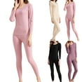 thumbnail image 1 of ibiyuan Lined Tights Women Women's Thermal Underwear 2 Piece Set Breathable Women's Winter Thermal Underwear Ski Underwear Women's Winter Thermal Base Layer,Pink, 1 of 6