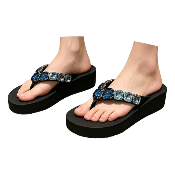 ibiyuan Flip Flops Women Wedge Thong Sandals for Women Non- Rubber Sole Slippers for Women Indoor Comfortable Orthofeet Shoes for Women for Beach