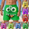 thumbnail image 1 of ibiyuan Funny Cartoon Face Print Men Swim Trunks Elastic Waist Mens Bathing Suits Stretch Drawstring Waist Novelty Beachwear Swimming Board Shorts, 1 of 5