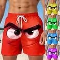 thumbnail image 1 of ibiyuan Funny Cartoon Face Print Mens Swim Trunks Drawstring Waist Mens Bathing Suits Funny Elastic Waist Built-In Swim Underwear Running Board Shorts, 1 of 5