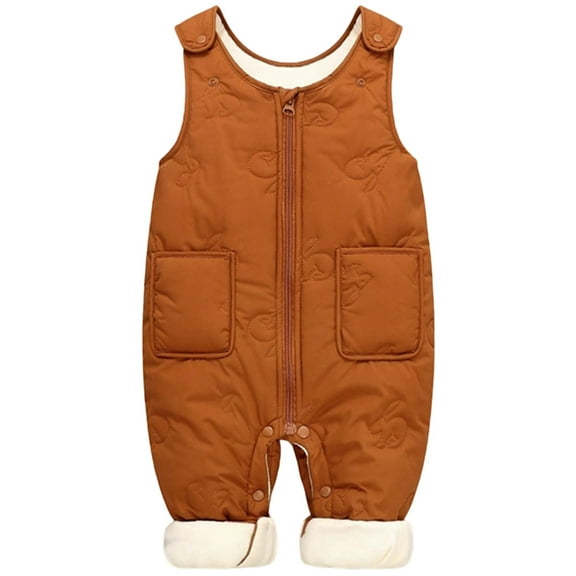 ibiyuan Girl Baby Clothes,Boys Lined Overalls Soft Warm Romper Jumpsuit With Easy Snap Opening For Toddler Outdoor Winter,Coffee,18-24 Months
