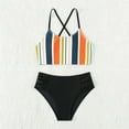 thumbnail image 1 of ibiyuan Girl Swimsuit Kids 2 Piece Adjustable Strap Bathing Suit Girl Quickdry Color Block Tankini Set Ruffle Ruched Ruched Side Bikini Swimwear with Cover Up Pants, 1 of 8