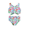 thumbnail image 1 of ibiyuan Girls Bathing Suit ,2 Piece Adjustable Straps Girl Bathing Suit Ruched Side Tankini Padded Contrast Trim Swimwear with Cover Up Skirt,2-3 Years, 1 of 6