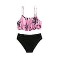 thumbnail image 1 of ibiyuan Girls Bathing Suits Size 7-8 ,2 Piece Adjustable Straps Bathing Suits Cute Ruffle Girls Tankini Swimsuit Padded Allover Printed Swimwear Set Teens Girl,7-8 Years, 1 of 7
