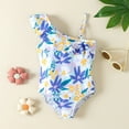 thumbnail image 1 of ibiyuan Girls One Piece Swimsuit Drawstring Ruched Beach Sport Bathing Suit Quickdry Crossback Girls Swimsuit Size 8 Cute Pattern Print Padded Swimwear, 1 of 6