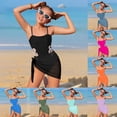 thumbnail image 1 of ibiyuan Girls One Piece Swimsuit Modest Ruched Girls Bathing Suit&nbsp;cover Up Drawstring Bottoms Bow Back Girl Swimsuit Kids Colorful Contrast Lightweight Teen Swimwear, 1 of 8