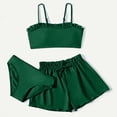 thumbnail image 1 of ibiyuan Girls Period Swimwear 2 Piece Drawstring Bottoms 4t Bathing Suits for Girls Quick Dry Tropical Print Tankini with Shorts Ruffle Ruched Ribbed Bikini Set Swimwear Shorts and Skirt, 1 of 3