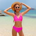 thumbnail image 1 of ibiyuan Girls Period Swimwear 2 Piece Tie-Straps Girls Bathing Suits Lightweight Color Block Tankini Sets Ruffle Ruched Rash Guard Bikini Bottoms Mesh Summer Swimwear, 1 of 6