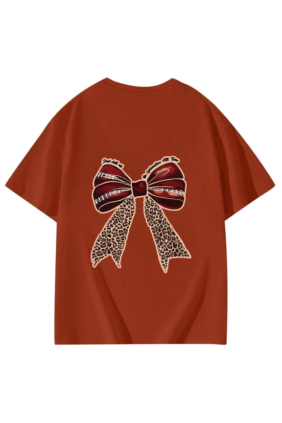 Girls Shirts Size 8 Girls Lightweight Short Sleeve Tee with Pretty Bow Detail Casual Round Neck Relaxed Fit Top for Playful Summer Style Red