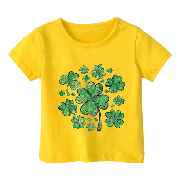 ibiyuan Girls Size 10 Shirts Girls Shirts Size 7-8 Saint Patricks Day Irish Clover Casual Short Sleeve Green Crew Irish Tees Girls Clothes,3-4 Years