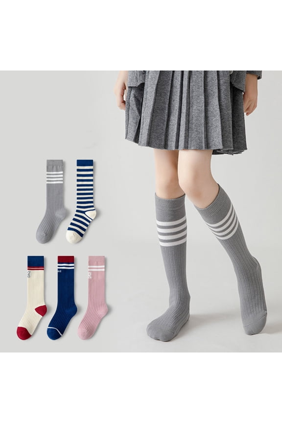Girls Striped Over Knee Socks Ribbed Stackable Loose Long Leg Stretch Socks for School Uniform, Dance Class, Themed Parties, Pleated Skirt Daily Wear