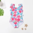 thumbnail image 1 of ibiyuan Girls Swimsiut One Piece Bow Strap Cute Ruffle Bathing Suits Quick Dry Wrap Tie Back Girls Swimsuits Size 10-12 Tropical Floral for Swim Team Beach Swimwear, 1 of 3