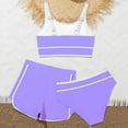thumbnail image 1 of ibiyuan Girls Swimsuit 3-Piece Girls Bathing Suits Adjustable Straps Color Block Bikini Sets for Teen Girls Lightweight Modest Ruched Tankini Beach Swimwear with Cover Up Skirt, 1 of 5