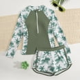thumbnail image 1 of ibiyuan Girls Swimsuit Cover Up 2 Piece Bottoms Girls Bathing Suit Quick-Dry Color Block Tankini Modest Ruched Cutout Princess Bikini Set Girls' Swimwear, 1 of 4