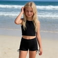 thumbnail image 1 of ibiyuan Girls Swimsuit Cover Up 2 Piece Drawstring Bottoms Bathing Suits for Girls Stretch Ruched Color Block Girls Swimwear Tankini Cute Ruffle Ribbed Bikini Sets for Swim Team Beach Swimwear, 1 of 4