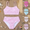 thumbnail image 1 of ibiyuan Girls Swimsuit Cover Up Two Pieces Tie-Straps Girls Bathing Suit&nbsp;cover Up Stretch Colorful Contrast Girls Tankini Swimsuit Modest Ruched Ribbed Bikini for Swim Team Beach Swimwear, 1 of 6