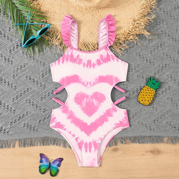 ibiyuan Girls Swimsuit One Piece Adjustable Straps Ruched Bathing Suit for Girls Stretchy Crossback Girls Swimsuit Size 7 Tropical Floral Upf 50+ Swimwear with Padded