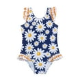 thumbnail image 1 of ibiyuan Girls Swimsuits Size 14-16 One Piece Bikini Set Tropical Printed Bathing Suit Adjustable Straps Girls Tankini Swimsuit Drawstring Bottoms Ruched Side Modest Swimwear with Cover Up,Navy-C, 1 of 7