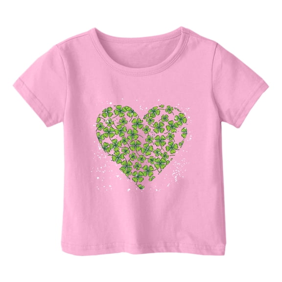 ibiyuan Girls T Shirt Girls Shirts Size 10-12 St Patricks Day Clover Shamrock Holiday Short Sleeve Green Crew Irish Saint Tee Summer Tops,8-9 Years