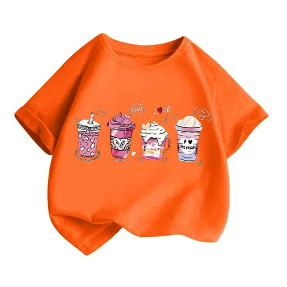 ibiyuan Girls T Shirts 5t Short Sleeve Shirts Toddler Girl Tops 5t Toddler Girl Shirt Crew Neck Novelty Print Basic Tee Soft Casual Summer Tops,10-12 Years