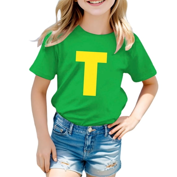 ibiyuan Girls T Shirts 5t Short Sleeve Tshirts Girls Tops Size 6 School Shirt Girls Crewneck Novelty Print Basic Tee Fashion Birthday Gifts Kids Clothing,5-6 Years