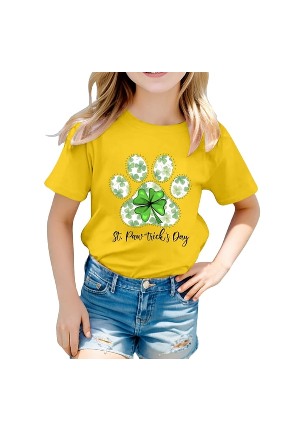 Girls T Shirts Boys Shirts Girls Saint Patricks Day Clover Graphic Short Sleeve Shirts Green Crew Irish Saint Tee Toddler Clothes,1-2 Years