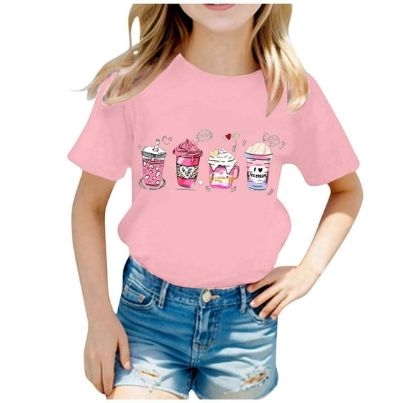 ibiyuan Girls T Shirts Funny Short Sleeve Girls Tops Size 6 Girls Shirts Size 7-8 Crewneck Graphic Print Basic Tee Fashion Girl Summer Clothes,2-4 Years
