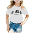 thumbnail image 1 of ibiyuan Girls T Shirts Size 10 Short Sleeve Tshirts Girl Tops 5t Kids Shirts Girls 12-14 Crew Neck Letter Print Basic Tee Cozy Vacation Summer Tee Top,9-10 Years, 1 of 4