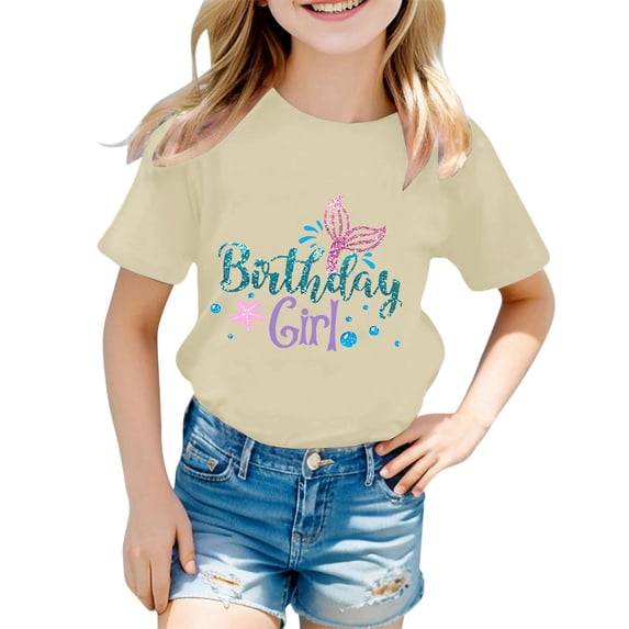 ibiyuan Girls T Shirts Size 10 Short Sleeve Tshirts School Shirt Girls Crewneck Cute Graphic Girl Tops Size 7-8 Basic Tees Loose Fit Birthday Gifts Party Top,10-11 Years