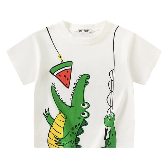 ibiyuan Girls T Shirts Size 12,Children's Short Sleeve T Shirts Cartoon Dinosaur Summer Outfits Baby Clothes (1 10y)