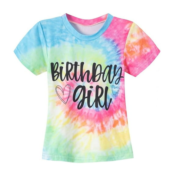 ibiyuan Girls T Shirts Size 6 Short Sleeve Tshirts Shirts for Girls 7-8 Crew Neck Letter Print Girl Tops Size 12 Basic Tee Loose Fit Birthday Gifts Kids Clothing