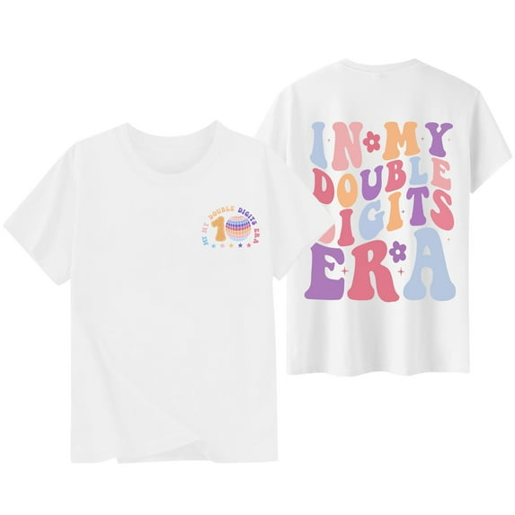 ibiyuan Girls T Shirts Size 6 Short Sleeve Tshirts Shirts for Girls 7-8 Crew Neck Letter Print Girl Tops Size 12 Basic Tee Loose Fit Birthday Gifts Kids Clothing