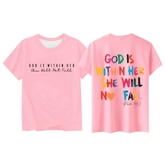 ibiyuan Girls T Shirts Size 6 Short Sleeve Tshirts Shirts for Girls 7-8 Crew Neck Letter Print Girl Tops Size 12 Basic Tee Loose Fit Birthday Gifts Kids Clothing