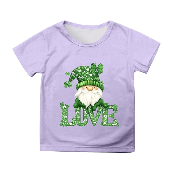 ibiyuan Girls T Shirts Size 6 White Girls Shirt Saint Pattys Day Lucky Clover Shamrock Casual Short Sleeve Green Crew Irish Tees Toddler Girl Clothes,6-7 Years
