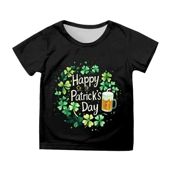 ibiyuan Girls T Shirts Size 8 Girls Shirts Size 10-12 St Patricks Day Four Leaf Clover Short Sleeve Green Crew Irish Tees Summer Clothes,10-11 Years