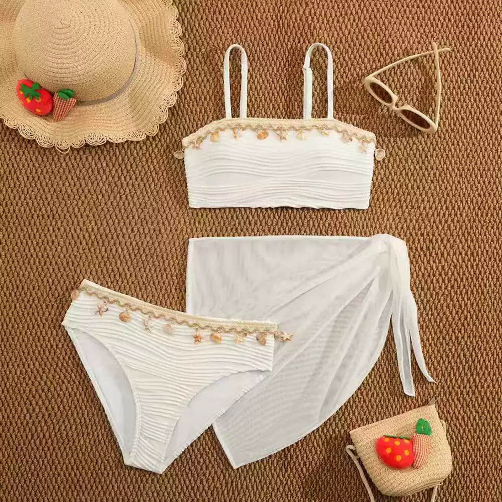 ibiyuan Girls Tankini Swimsuit 3pcs Bathing Suit for Girls Cover Up ...