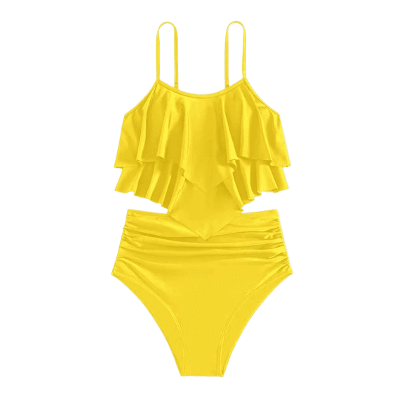 ibiyuan Girls Tankini Swimsuits 10/12 Two Piece Adjustable Straps Girls Bathing Suits Size 7-8 Cut Out Tankini Sets with Belt Allover Printed Swimwear with Cover Up Beach Skirt,12-13 Years