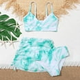 thumbnail image 1 of ibiyuan Girls Tankini Swimsuits with Shorts 3 Piece Ruffle Bathing Suit Adjustable Wide Straps Tropical Printed Bikinis for Soft Ruched Side Tankini Swimwear Shorts and Skirt, 1 of 8