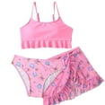 thumbnail image 1 of ibiyuan Girls Tankini Swimsuits,3pcs Girls Bathing Suits Adjustable Straps Girls Swimwear Tankini Ruffle Modest Bikini Tie-Straps Tropical Floral Cut Out Swimwear,5-6 Y, 1 of 3