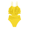 thumbnail image 1 of ibiyuan Girls Tankini Swimsuits Two Piece Adjustable Straps Bathing Suits for Girls Ruched Side Tankini Set Drawstring Allover Printed Swimwear Set Teens Girl,11-12 Years, 1 of 4