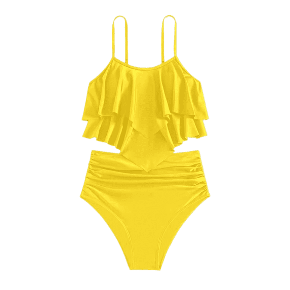 ibiyuan Girls Tankini Swimsuits Two Piece Adjustable Straps Bathing Suits for Girls Ruched Side Tankini Set Drawstring Allover Printed Swimwear Set Teens Girl,11-12 Years