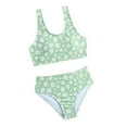 thumbnail image 1 of ibiyuan Girls Tankini Swimsuits Two Piece Adjustable Straps Bathing Suit Ruched Side Tankini Swim Shorts Tropical Printed Skirted Swimwear,5-6 Years, 1 of 5