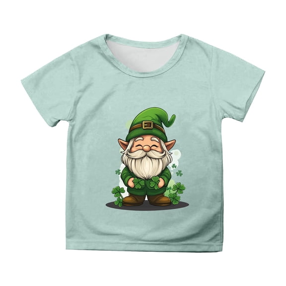 ibiyuan Girls Tshirt Girls Tee Shirts St Patricks Day Shamrock Clover Short Sleeve Green Crew Neck Irish Saint Tee Toddler Clothes,10-11 Years