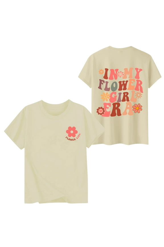 Girls Tshirt Short Sleeve Shirts Shirt for Girls Round Neck Letter Print Toddler Girl Tops 2t Basic Tees Comfort Family Vacation Trip Tee,12-13 Years