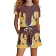 thumbnail image 1 of ibiyuan Girls elastic waist shorts set Kids Casual Playwear Set Comfortable Short Sleeve Top And Pants Outfit For Girls Daily Wear Spring Summer Fall,4-5 Years,Brown, 1 of 3
