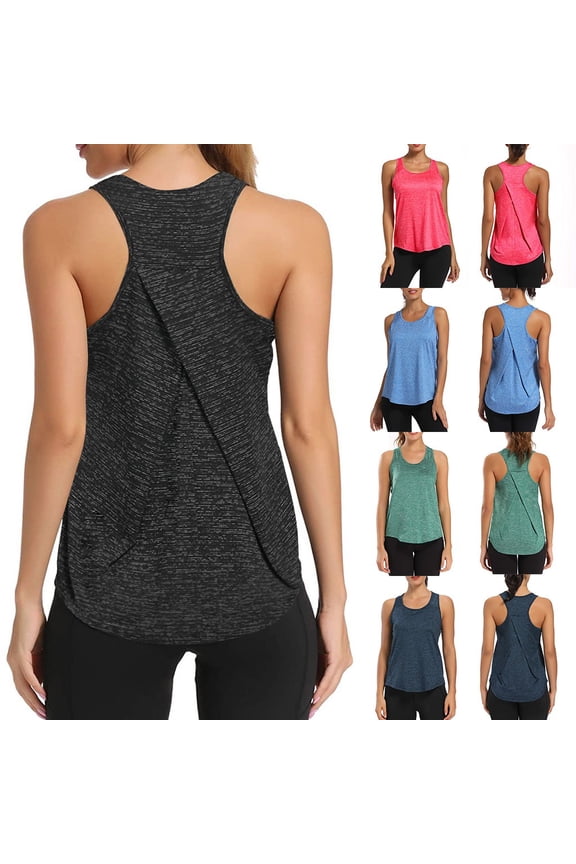 Gym Tops for Women Workout Sleeveless Summer Athletic Tank Tops Open Back Undershirt Yoga Running Shirts for Women Plus Size Racerback Breathable Tee,Army Green